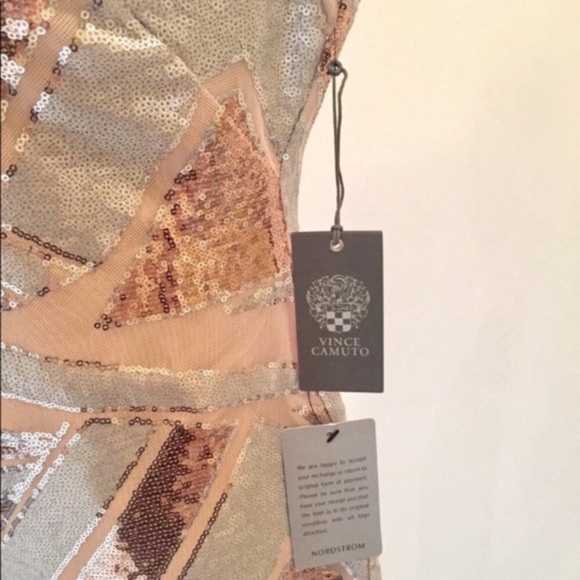 Vince Camuto Split Sequin Blush Sheath Dress - Picture 5 of 8